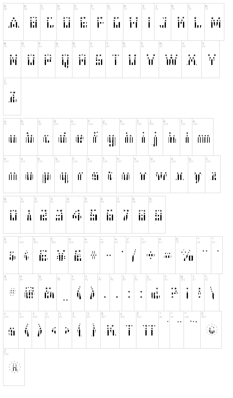 CFB1 American Patriot font map